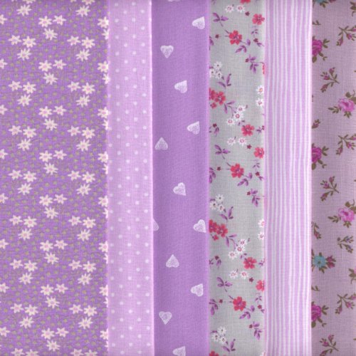 Stoffpaket (Lavendel) | 6 Stoffe | 100% Baumwolle | 46 x 56 cm6