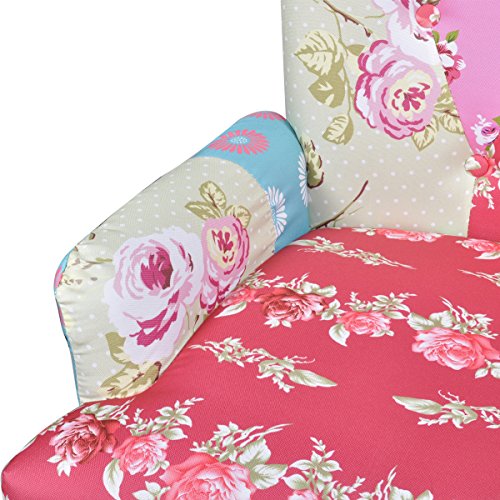 Patchwork Stuhl Relaxstuhl Polsterstuhl Sessel Bunt Lehnenstuhl Armlehne Design2