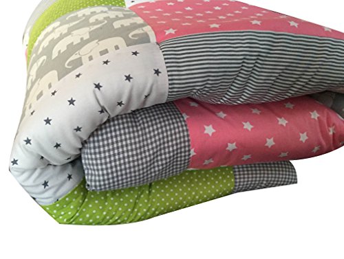 Premium Baby Patchworkdecke / Krabbeldecke / Spieldecke Elefant Mädchen (120 x 120 cm)2