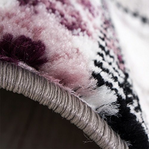 Edler Designer Teppich Patchwork Vintage Look Teppich Meliert in Lila Creme, Grösse:200x290 cm2