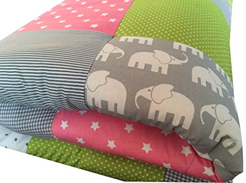 Premium Baby Patchworkdecke / Krabbeldecke / Spieldecke Elefant Mädchen (120 x 120 cm)1
