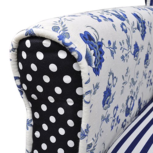 Patchwork Relax Sessel Armsessel Country Living Stil Blumen Blau & Weiß2