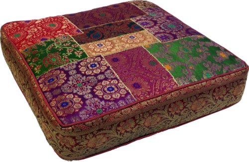 Orientalisches eckiges Patchwork Kissen 40 cm, Sitzkissen, Bodenkissen mit Baumwollfüllung / Boden, Stuhl & Sitzkissen1