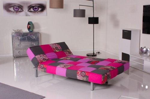 Schlafsofa COLOUR 3er Sofa Stoff Patchwork1