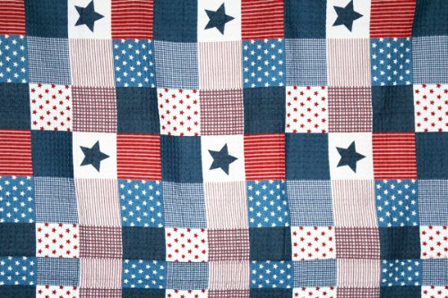 1001 Wohntraum D14 Quilt Stars 'n Stripes 180 x 220 cm Sterne USA Plaid Tagesdecke, Patchwork Landhaus Shabby Decke2