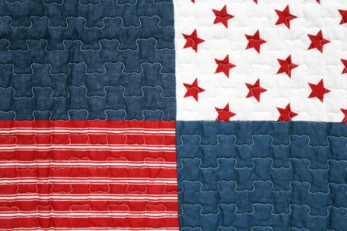 1001 Wohntraum D14 Quilt Stars 'n Stripes 180 x 220 cm Sterne USA Plaid Tagesdecke, Patchwork Landhaus Shabby Decke1